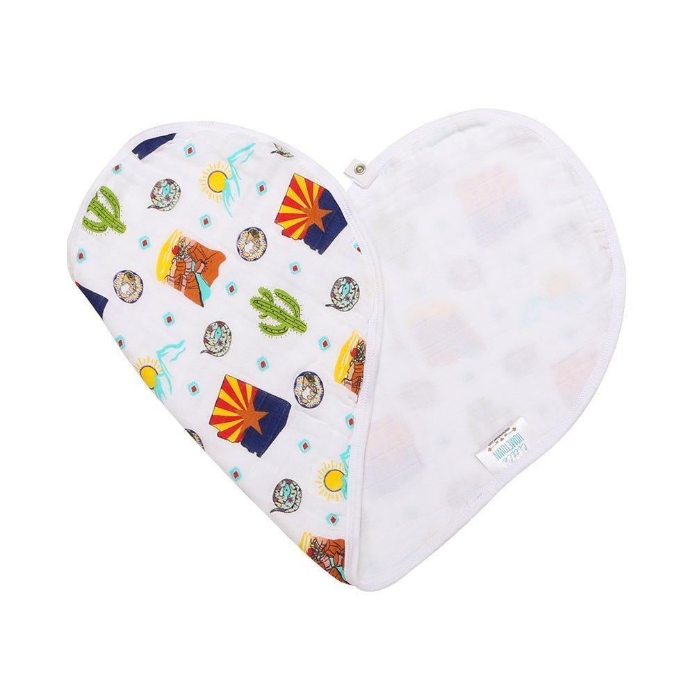 Conjunto de regalo: manta de muselina para envolver al bebé y paño para eructar/babero combinados de Arizona Baby