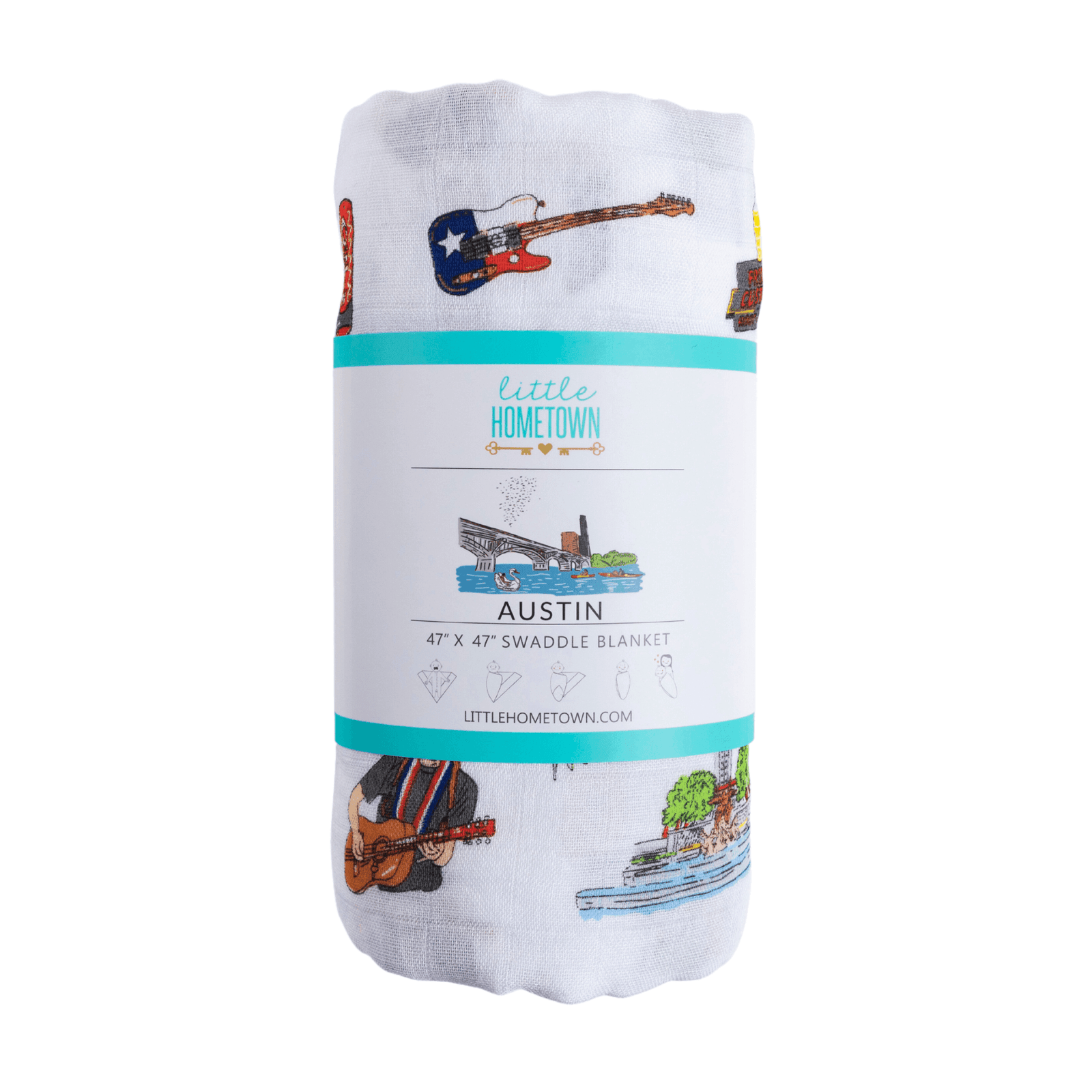 Conjunto de regalo: manta de muselina para envolver al bebé y paño para eructar/babero combinado de Austin Baby