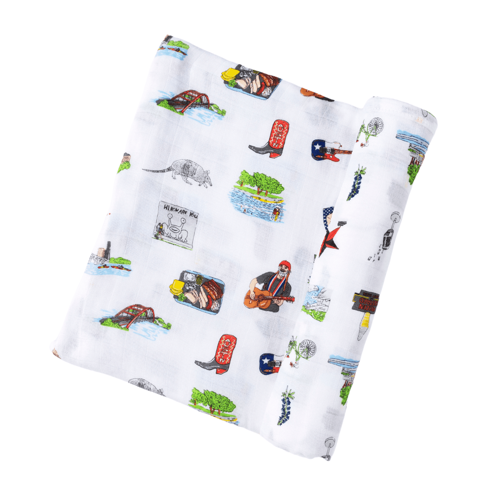 Conjunto de regalo: manta de muselina para envolver al bebé y paño para eructar/babero combinado de Austin Baby