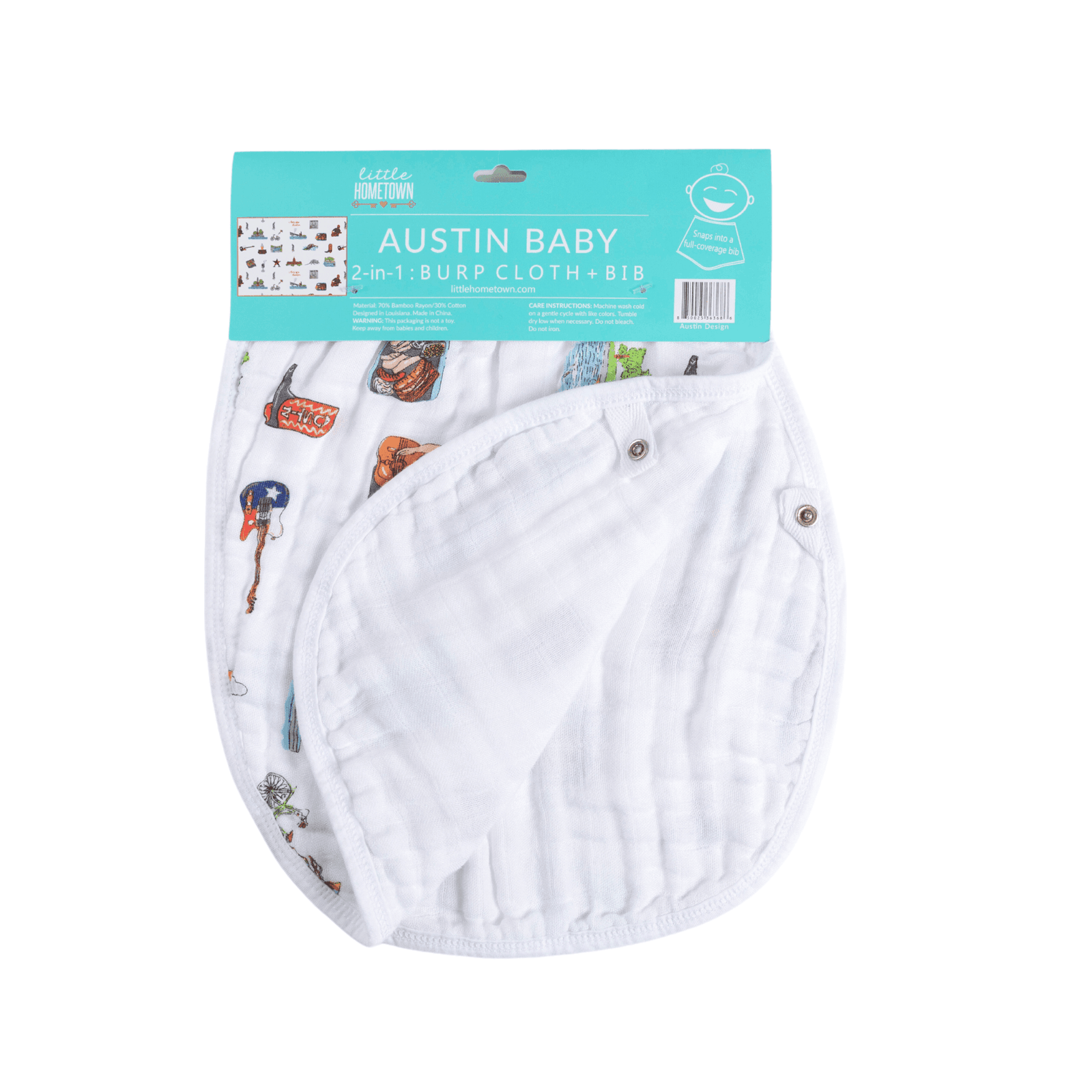 Conjunto de regalo: manta de muselina para envolver al bebé y paño para eructar/babero combinado de Austin Baby