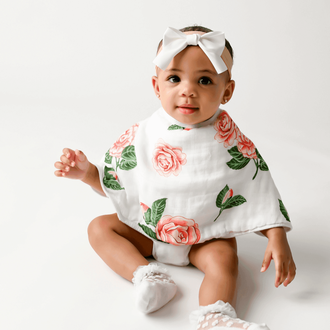 Conjunto de regalo: manta de muselina para bebé y babero/paño para eructar Camelia