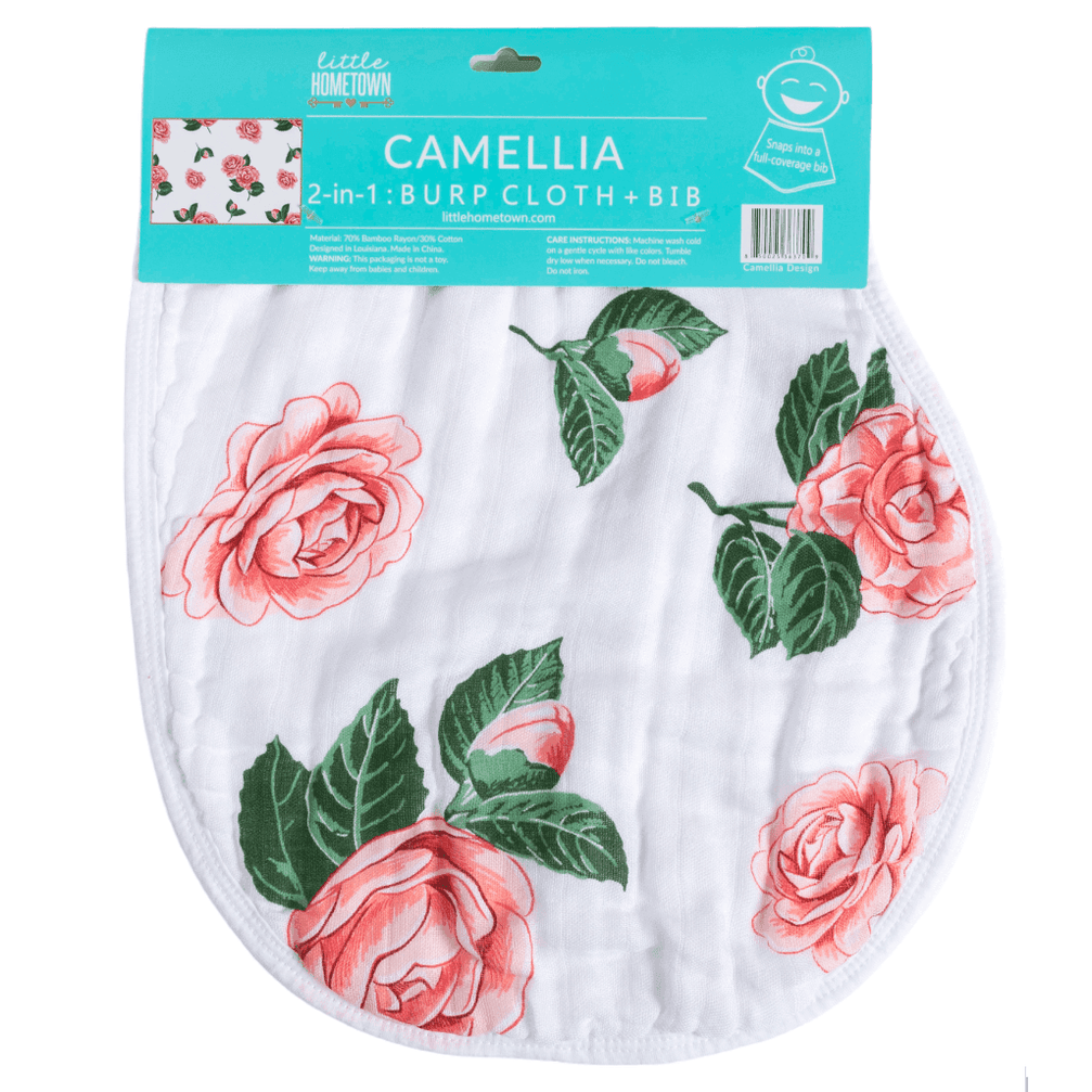 Conjunto de regalo: manta de muselina para bebé y babero/paño para eructar Camelia
