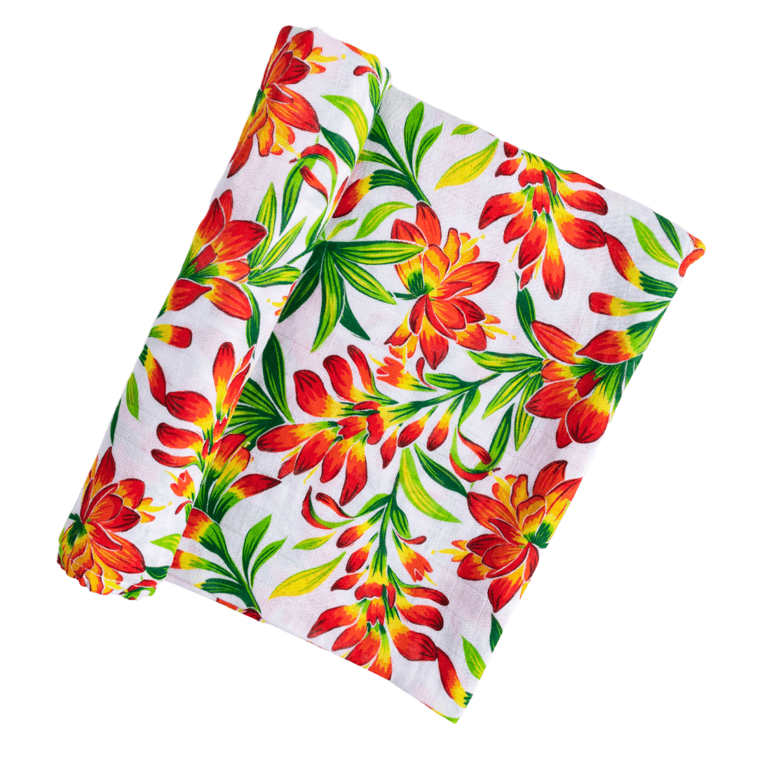 Conjunto de regalo: manta de muselina para bebé Prairie Fire y paño eructador/babero combinado