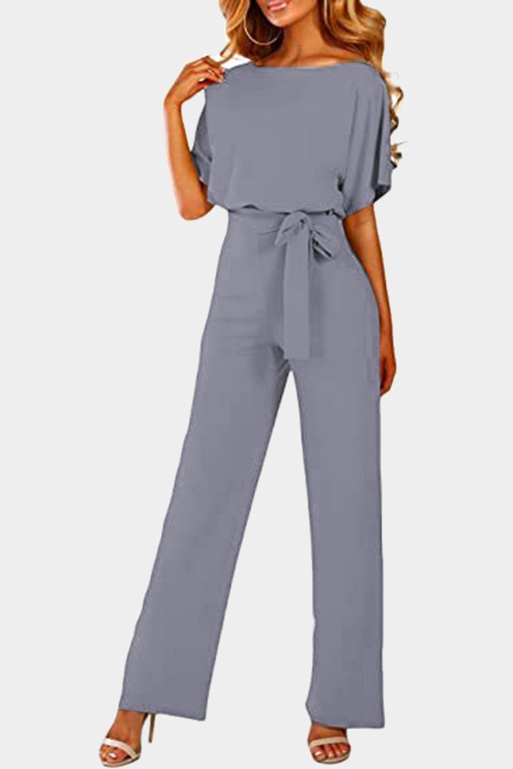 Classy Gray Wide-Leg Jumpsuit