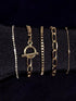 Gleaming Rhinestone & Geometric 5-piece Bracelet Ensemble
