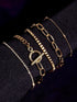 Gleaming Rhinestone & Geometric 5-piece Bracelet Ensemble