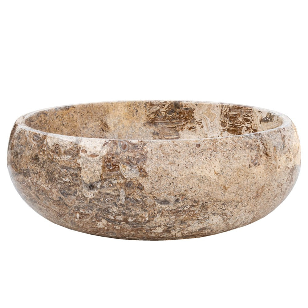 Valencia Beige Travertine Natural Stone Vessel Sink Filled and Polished (D)16