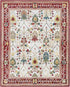 Alfombra de damasco blanco y rojo Neola