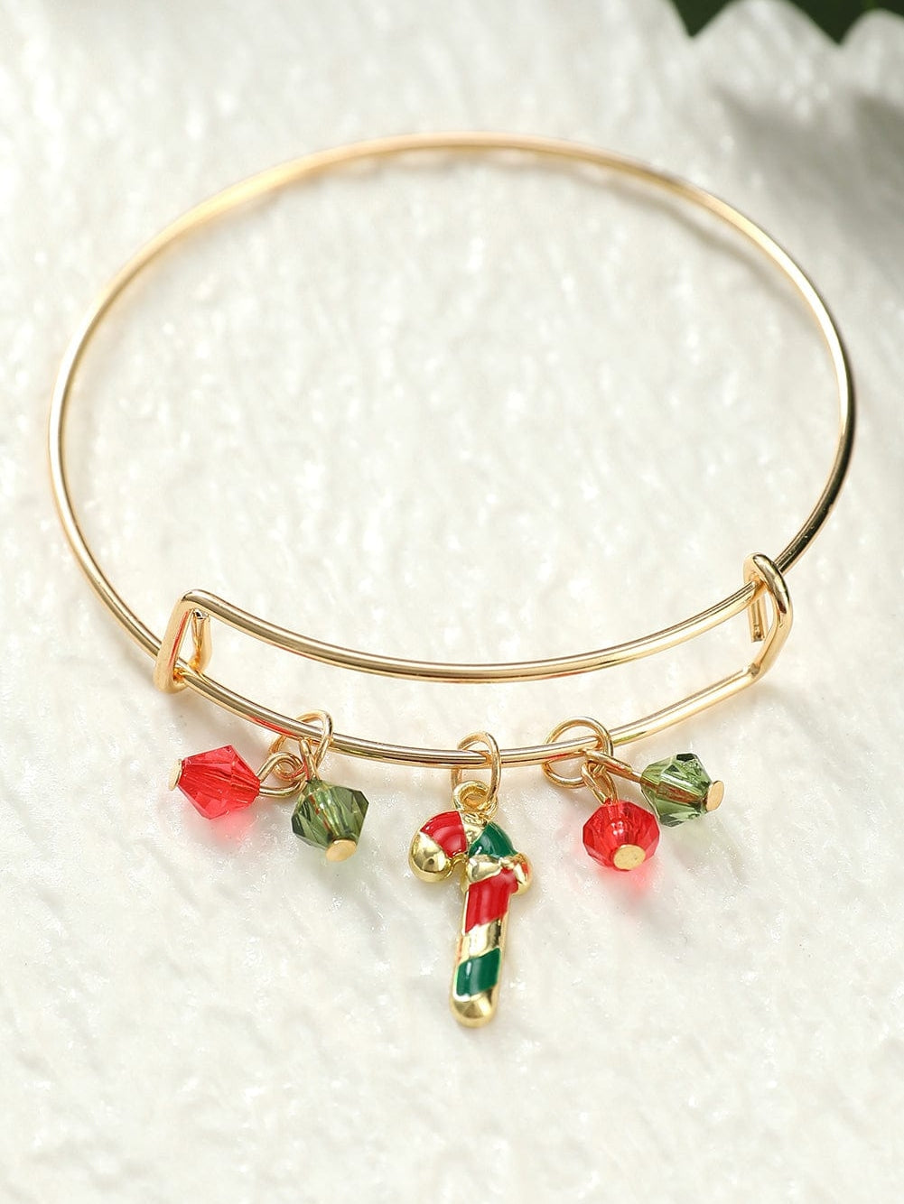 Golden Enamel Beaded Christmas Charm Bracelet