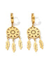Gold Dream Catcher Elegance Earrings with Floral Detail