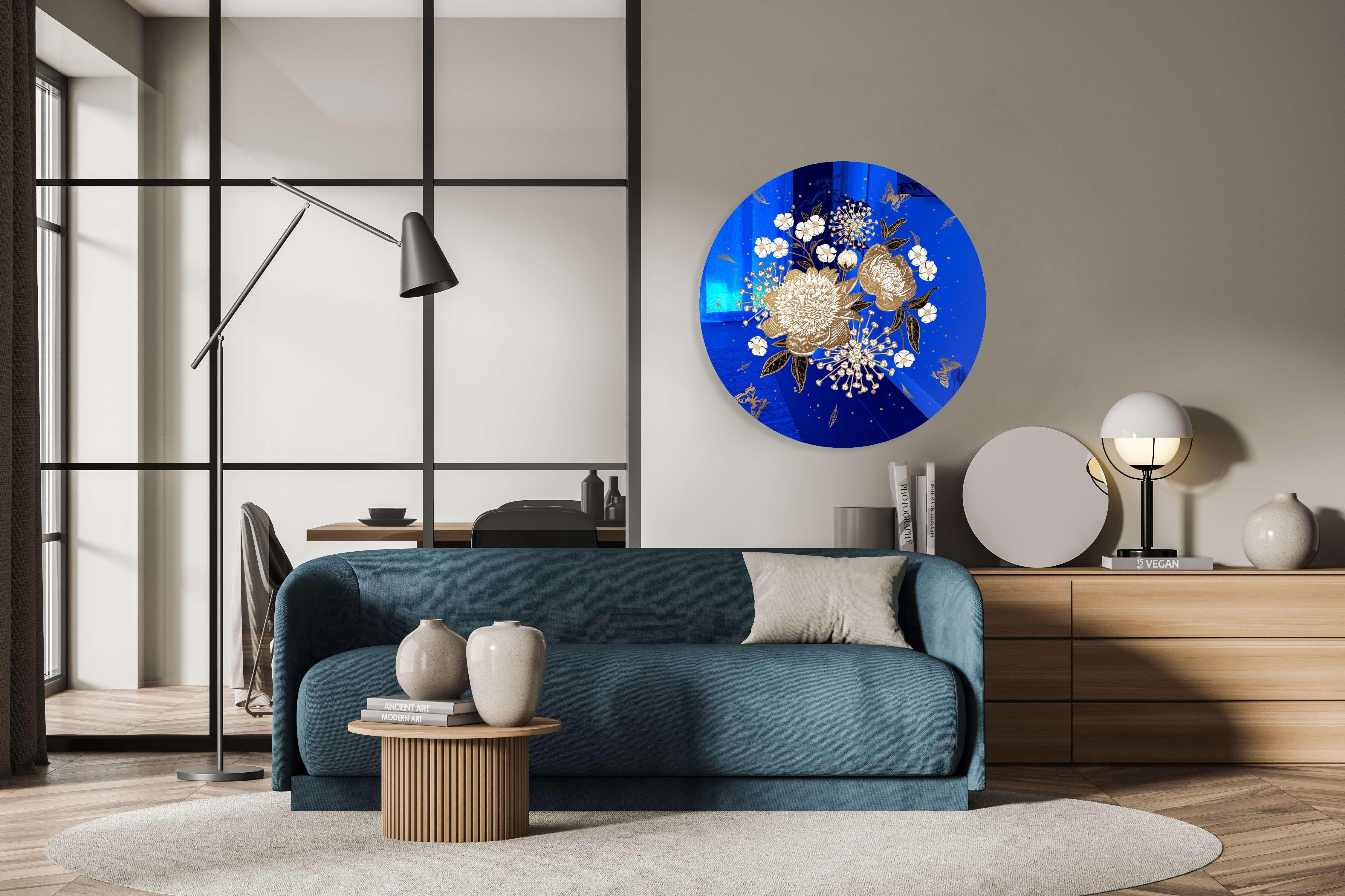 Gold Flowers Printed Mirror Acrylic Circles