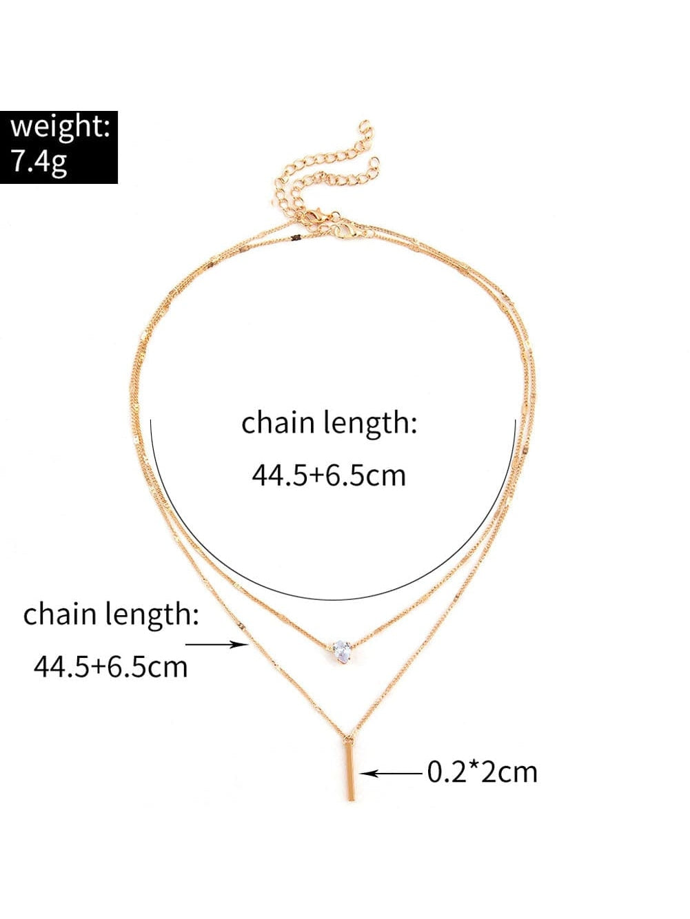 Luxurious Double-Layered Gold Rhinestone Pendant Necklace