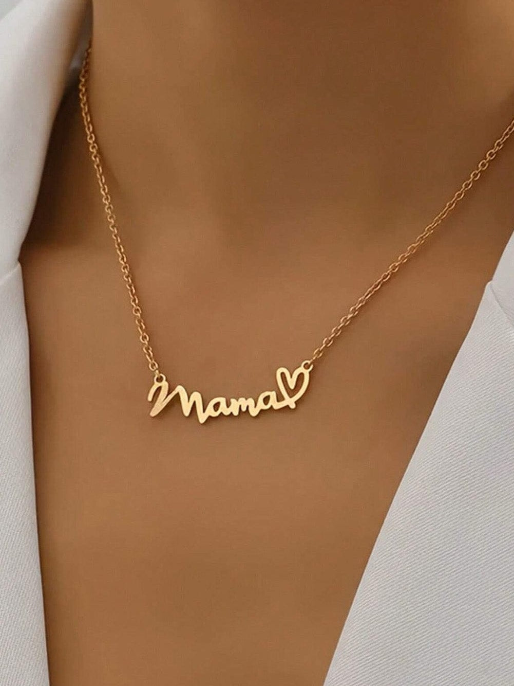 Golden Heart Mama Pendant Necklace with Chain