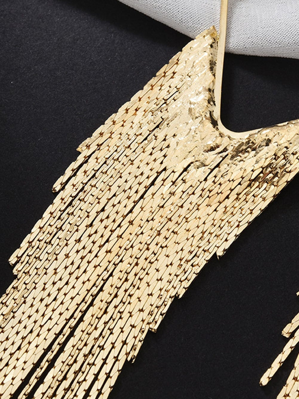 Elegant Gold Fringe Tassel Drop Earrings