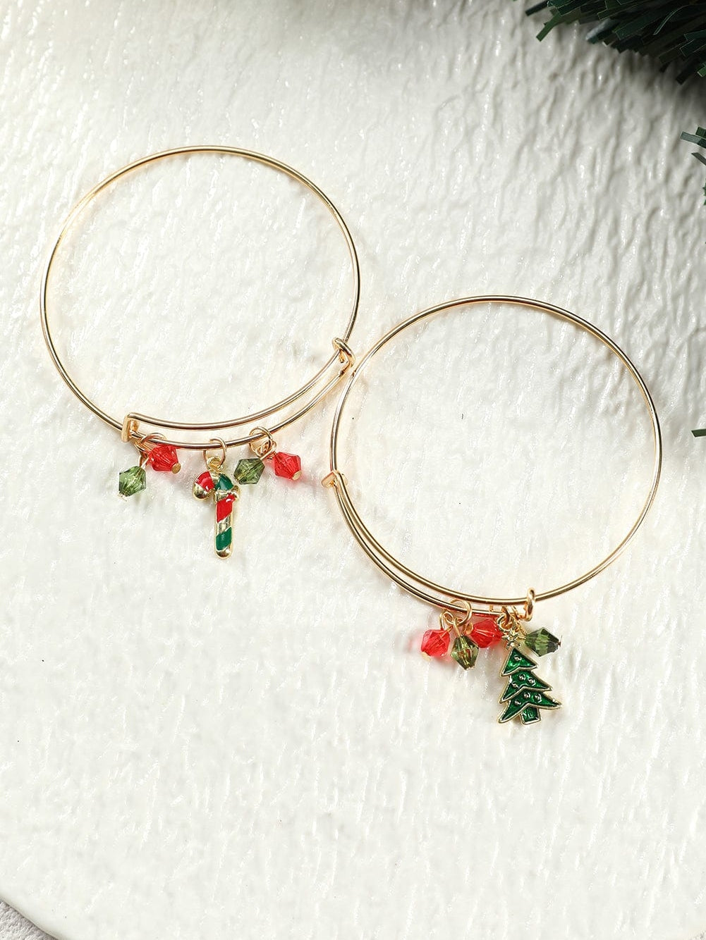 Golden Enamel Beaded Christmas Charm Bracelet