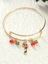 Golden Enamel Beaded Christmas Charm Bracelet
