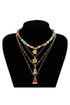 Golden Festive Pendant Necklace Set with Beaded Detail