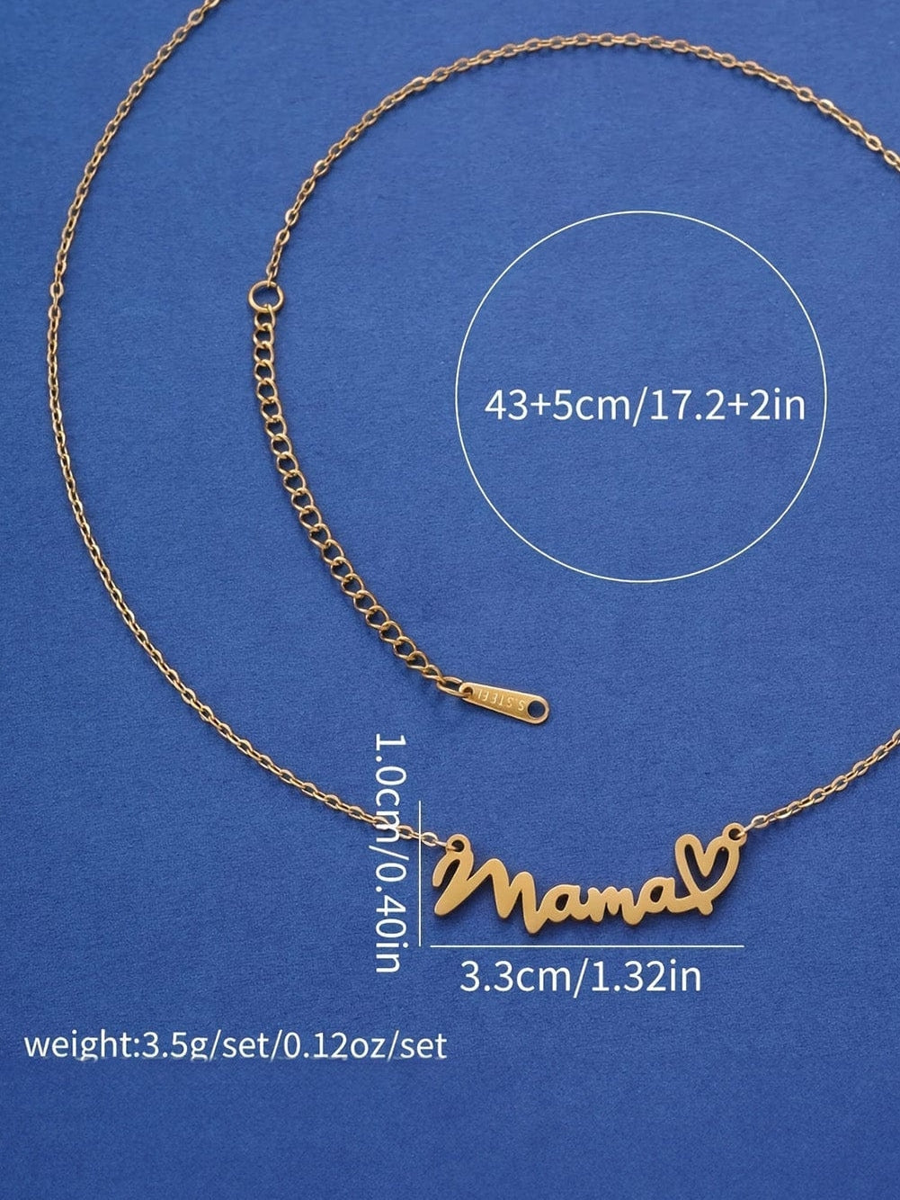 Golden Heart Mama Pendant Necklace with Chain