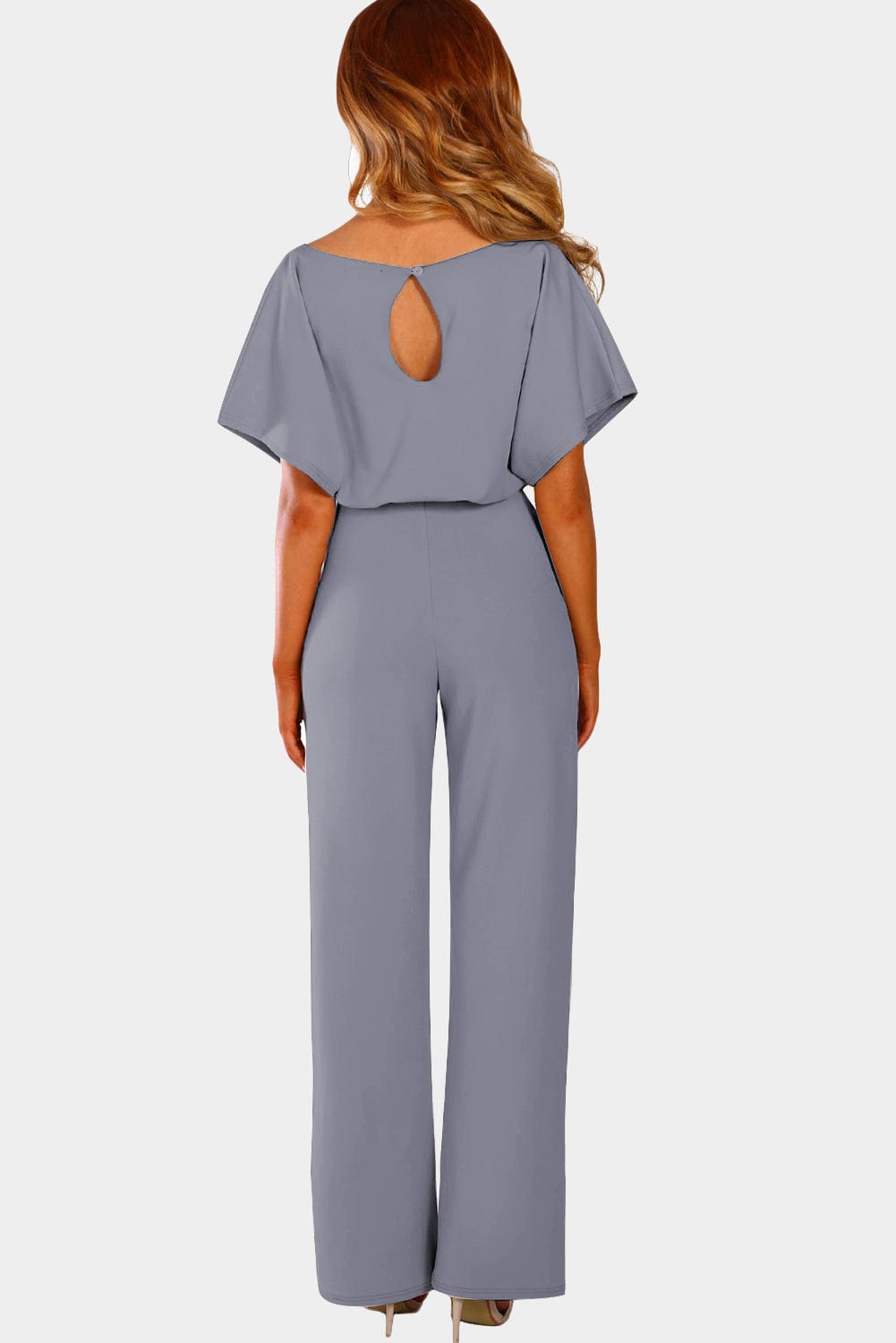 Stylish Gray Jumpsuit with Belt