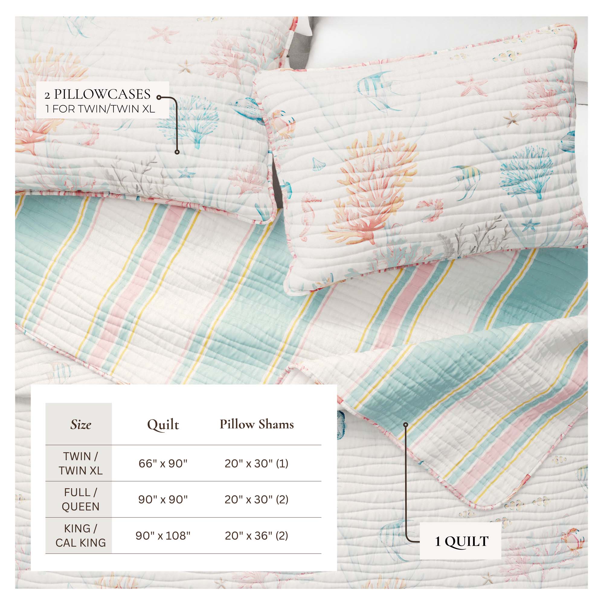 Coastal Coral Reef Quilt Set - Caymen Collection