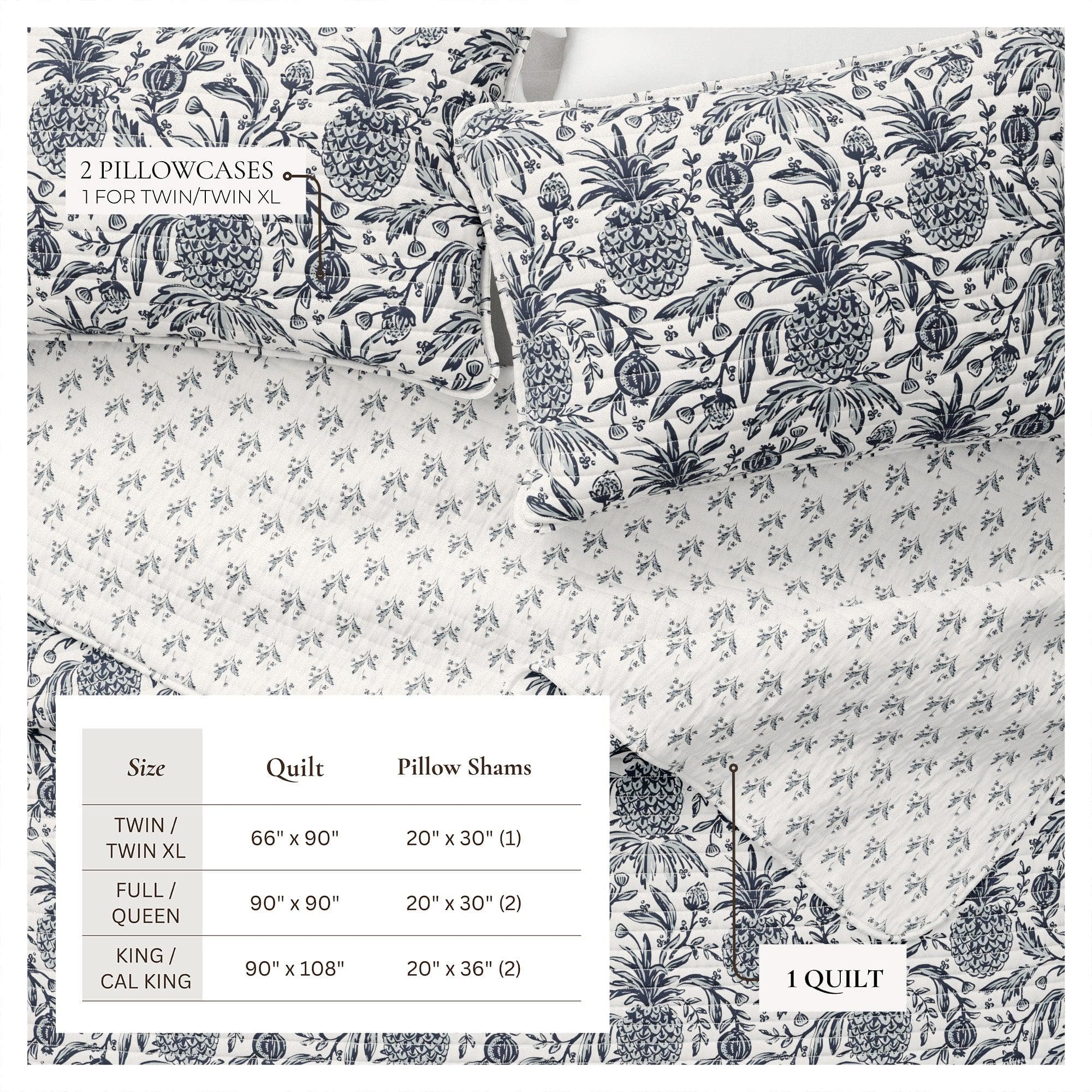Coastal Printed Cotton Quilt Set - Bernice Collection