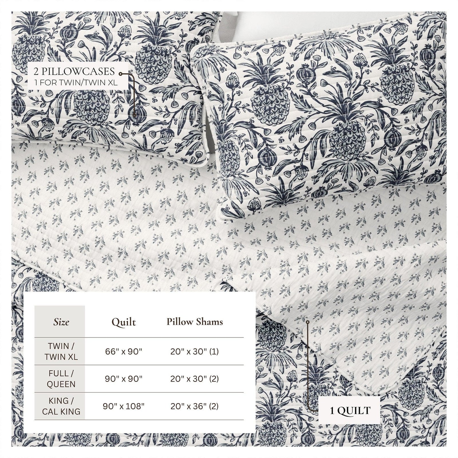 Coastal Printed Cotton Quilt Set - Bernice Collection