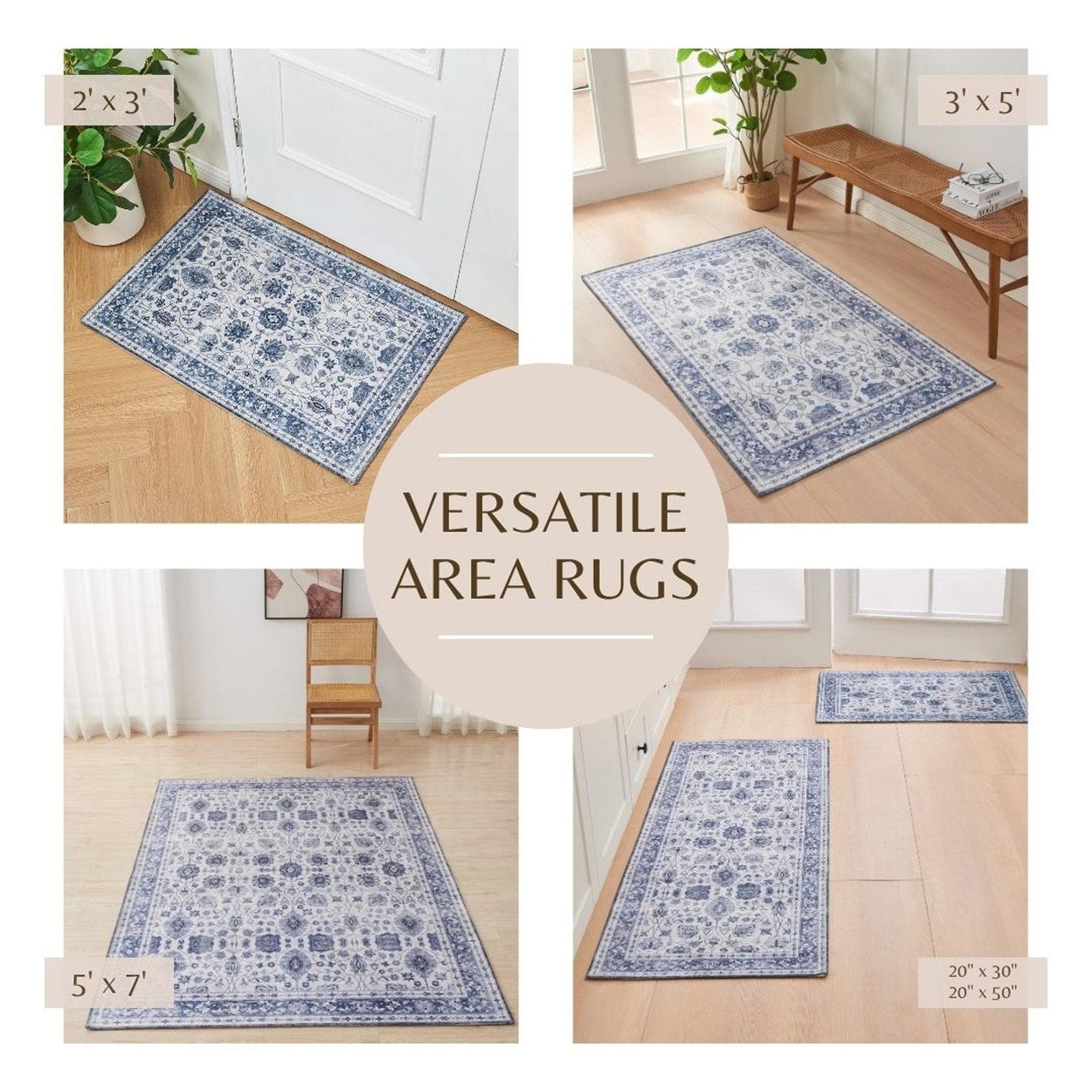 Floral Machine Washable Accent Runner 2'4