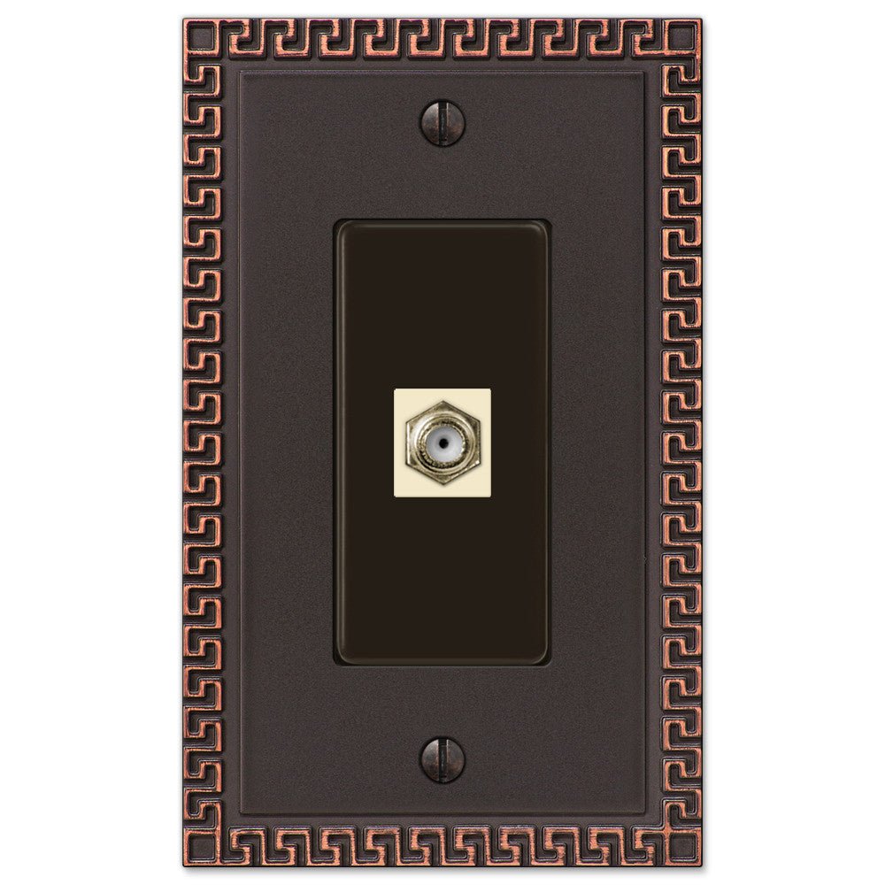 Placa de pared con conector para cable, bronce envejecido fundido con llave griega
