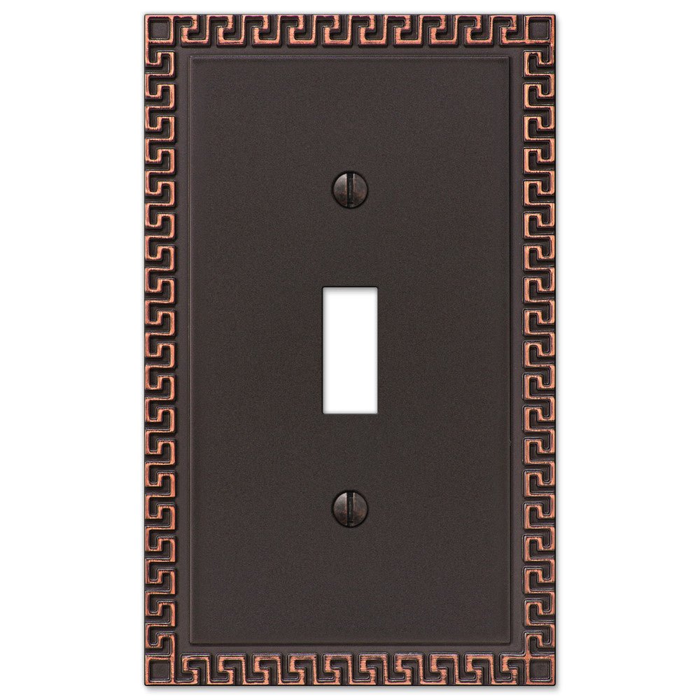 Placa de pared con 1 palanca de bronce envejecido con llave griega