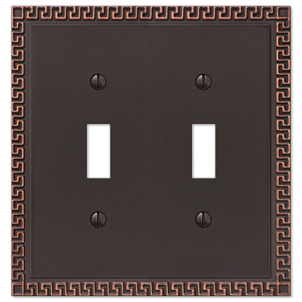 Placa de pared de bronce envejecido con llave griega - 2 palancas