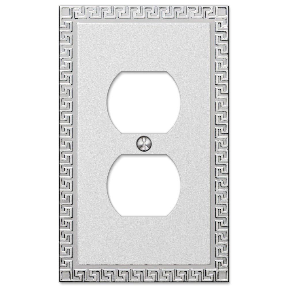 Placa de pared de cromo fundido esmerilado con llave griega - 1 dúplex