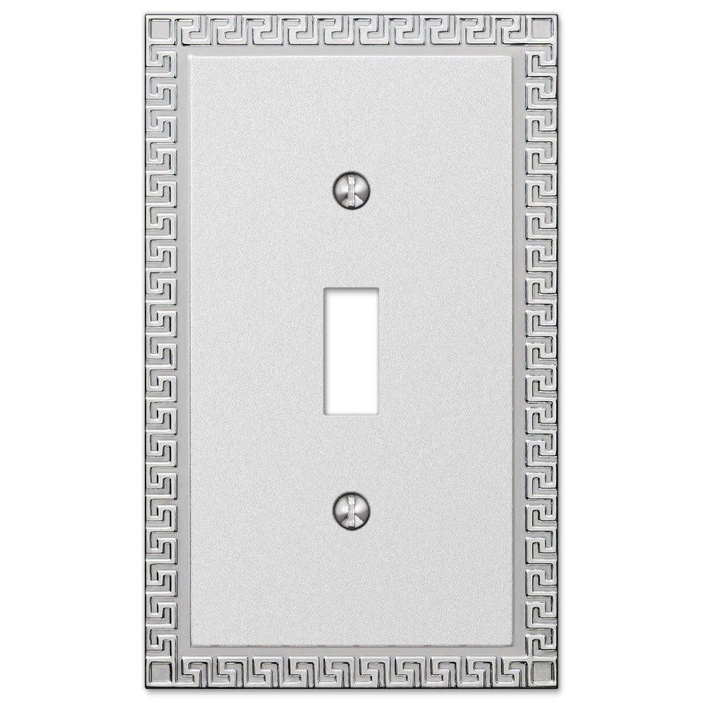 Placa de pared con 1 palanca y acabado cromado esmerilado con llave griega