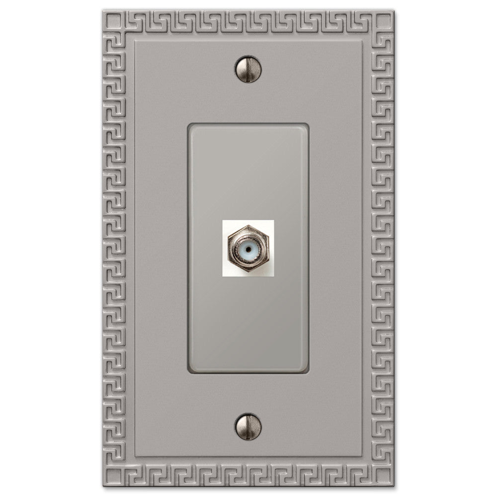 Placa de pared con conector para cable, níquel satinado fundido con llave griega