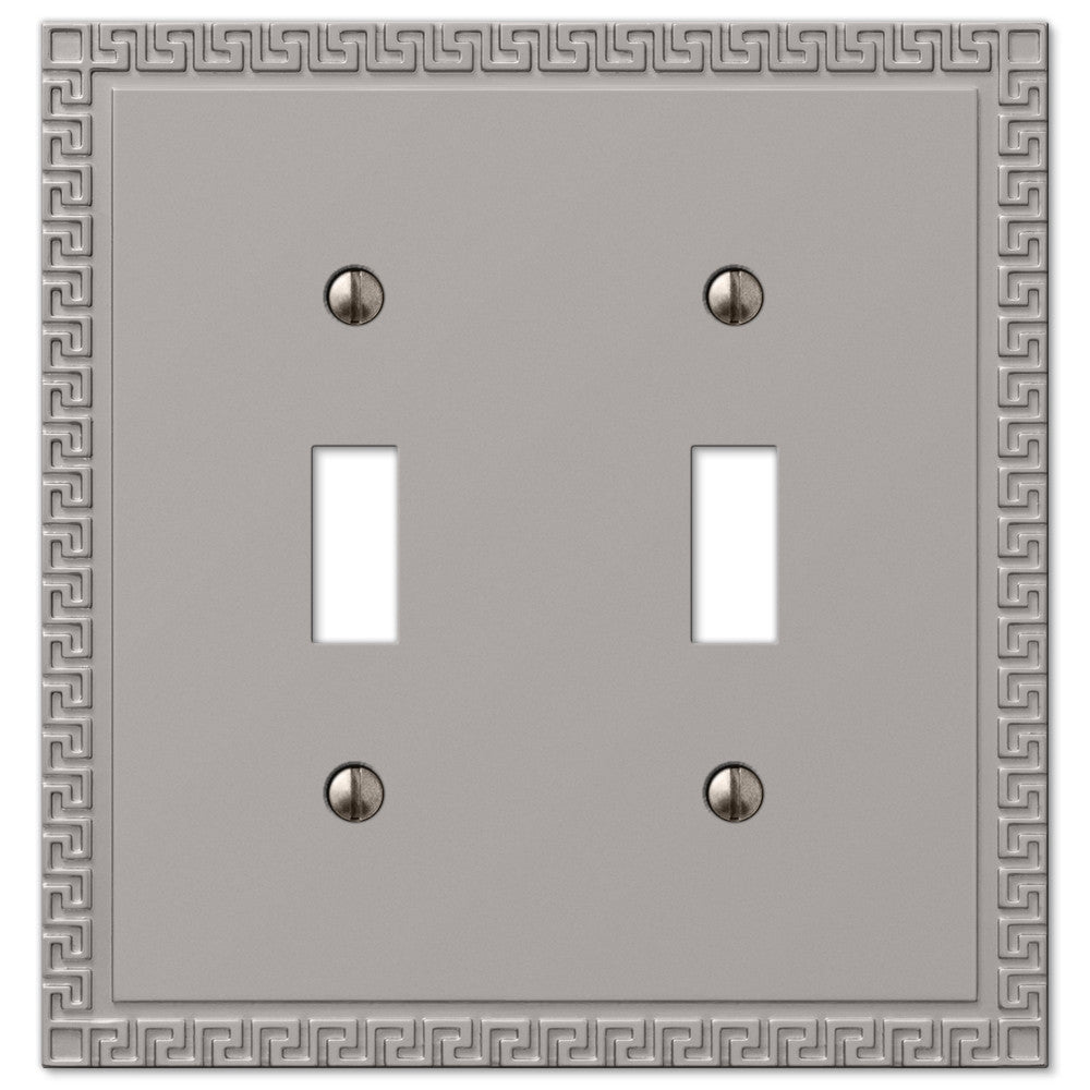 Placa de pared con llave griega de níquel satinado fundido y 2 palancas