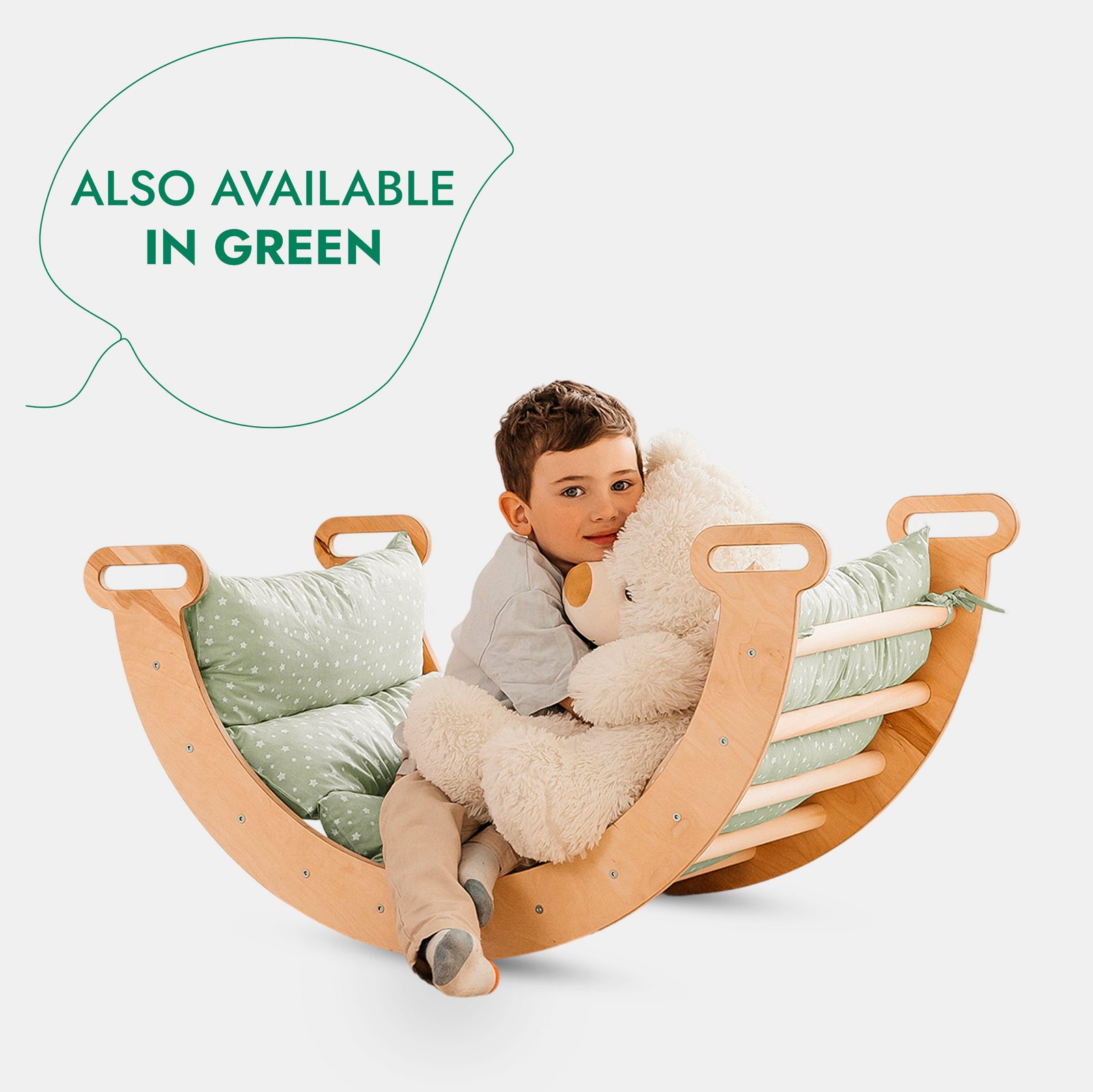 5 in 1 Montessori Climbing Set: Triangle Ladder + Arch/Rocker + Slide Board/Ramp + Netting rope + Cushion