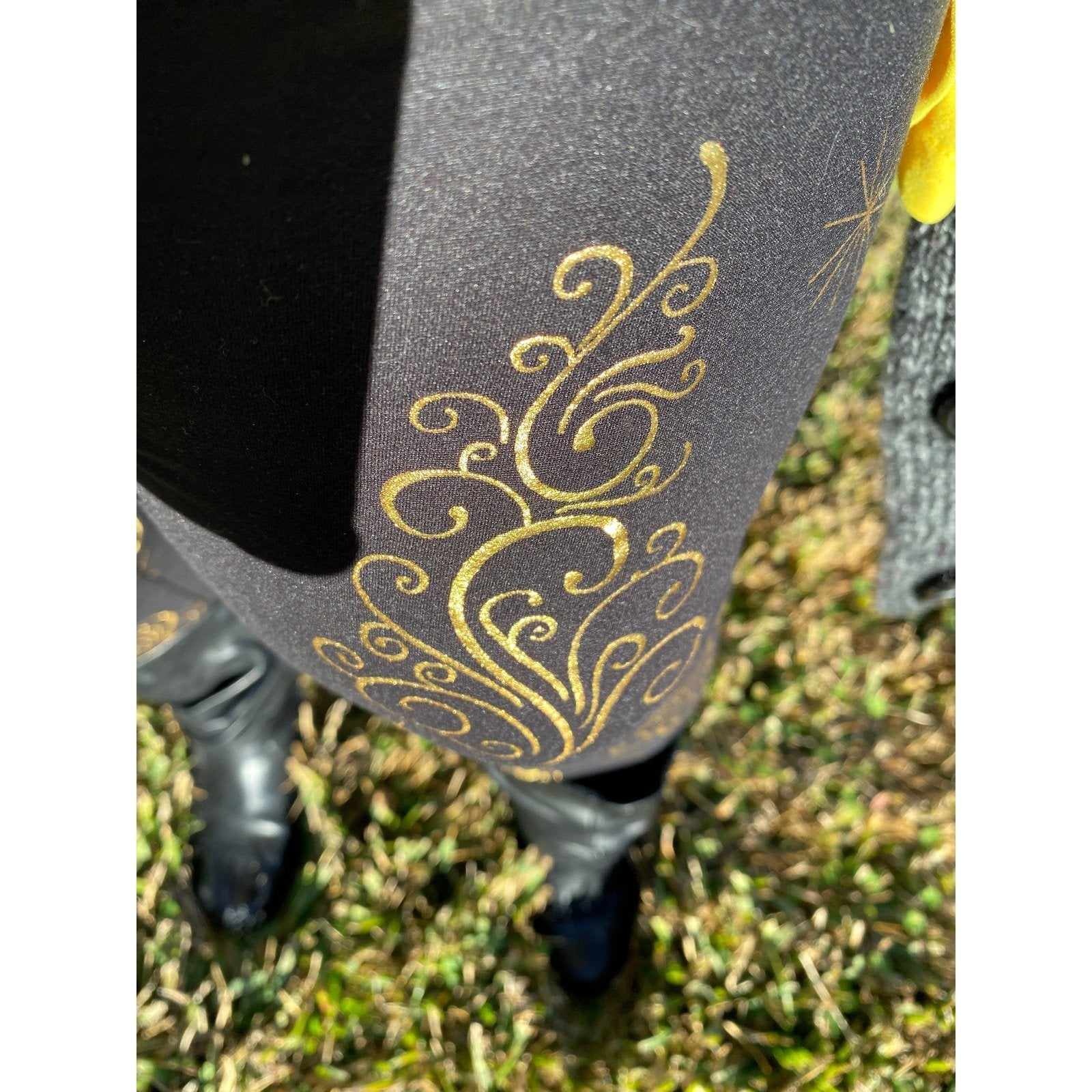 Golden Christmas Glitter Tree Leggings Holiday Trees with and Pockets