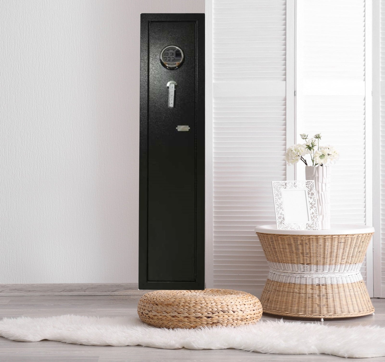 Gun Safe Rifle Cabinet with Quick Access Biometric Lock and Backup Keys