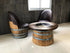 Mesa de centro de medio barril con tapa de cristal extraíble - Mesa de almacenamiento de barril de vino, whisky y bourbon - Muebles rústicos