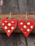 Heart-Shaped Fiery Red Leather Valentine's Day Earrings