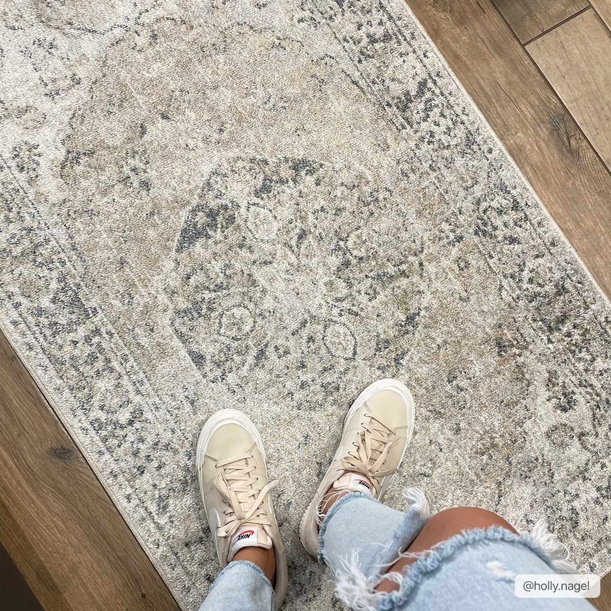 Alfombra lavable de pelo plano beige Rudo