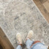 Alfombra lavable de pelo plano beige Rudo