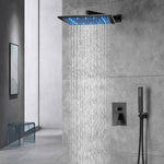 Grifo de ducha de lluvia de pared negro mate de doble función con válvula de compensación de presión