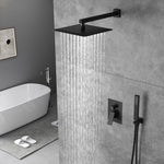 Grifo de ducha de lluvia de pared negro mate de doble función con válvula de compensación de presión