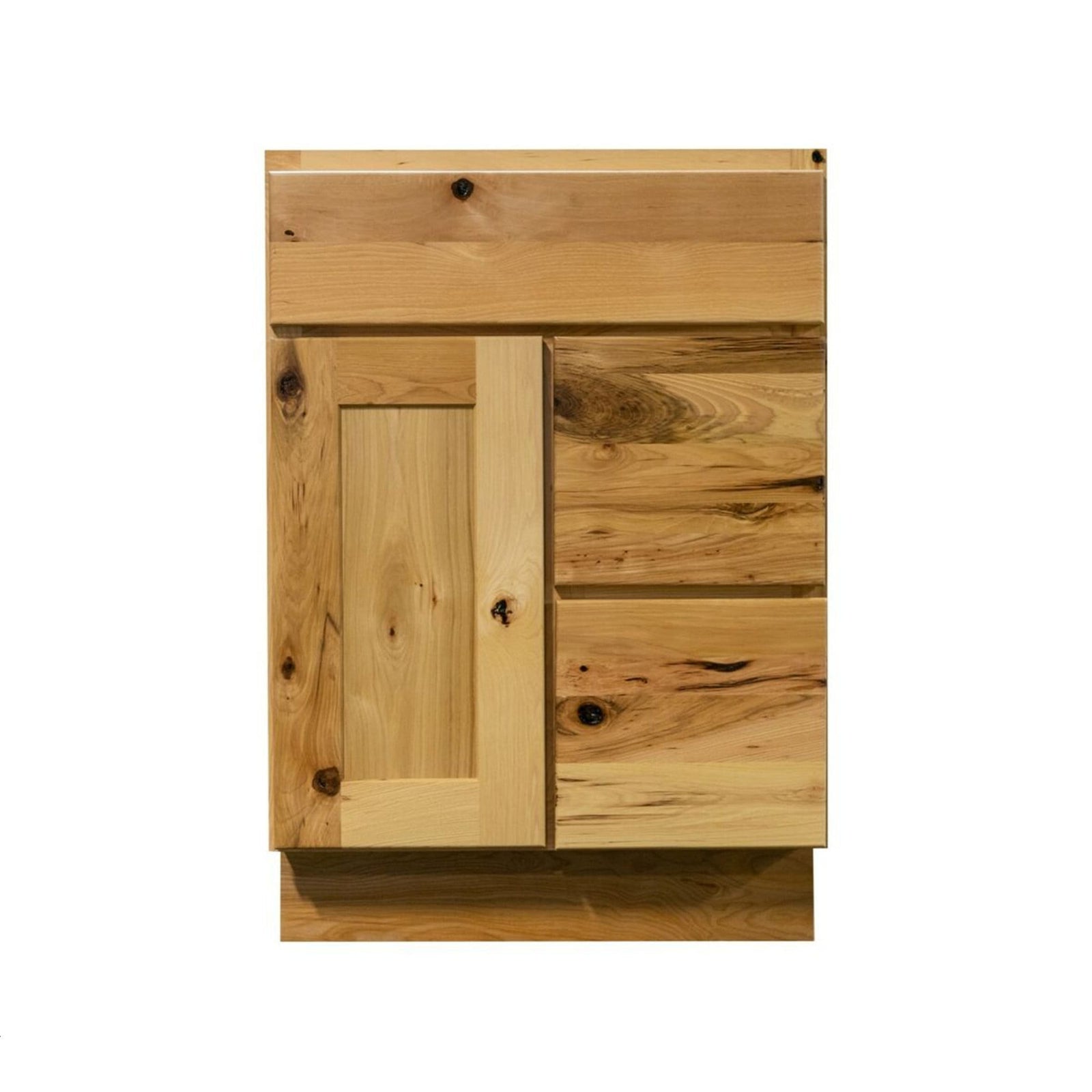 Mueble de baño con lavabo individual estilo shaker de nogal de 24 pulgadas y cajones a la derecha