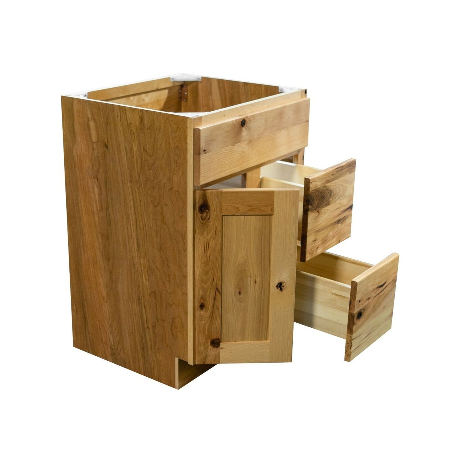 Mueble de baño con lavabo individual estilo shaker de nogal de 24 pulgadas y cajones a la derecha