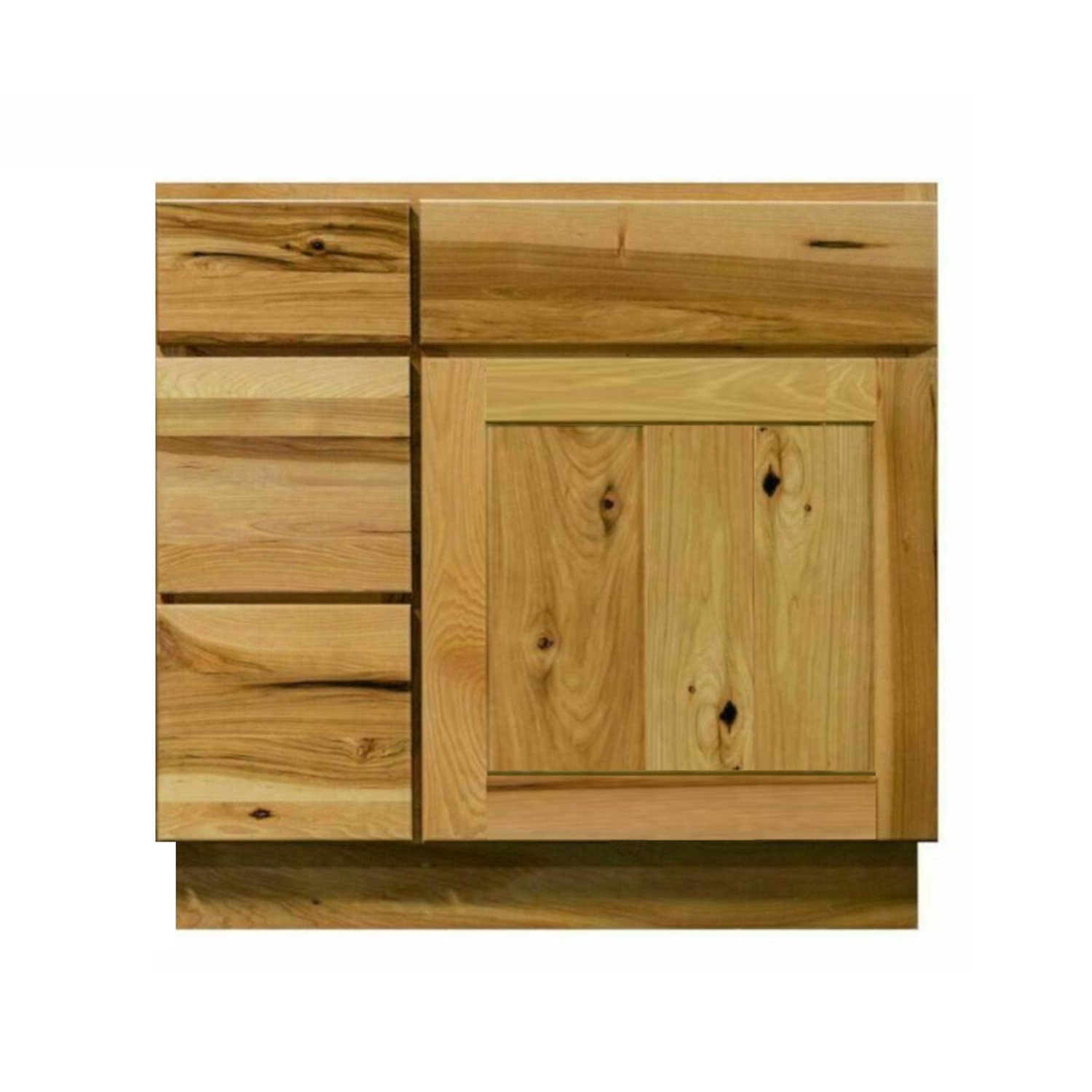 Mueble de baño con lavabo individual estilo shaker de nogal de 36 pulgadas y cajones a la izquierda
