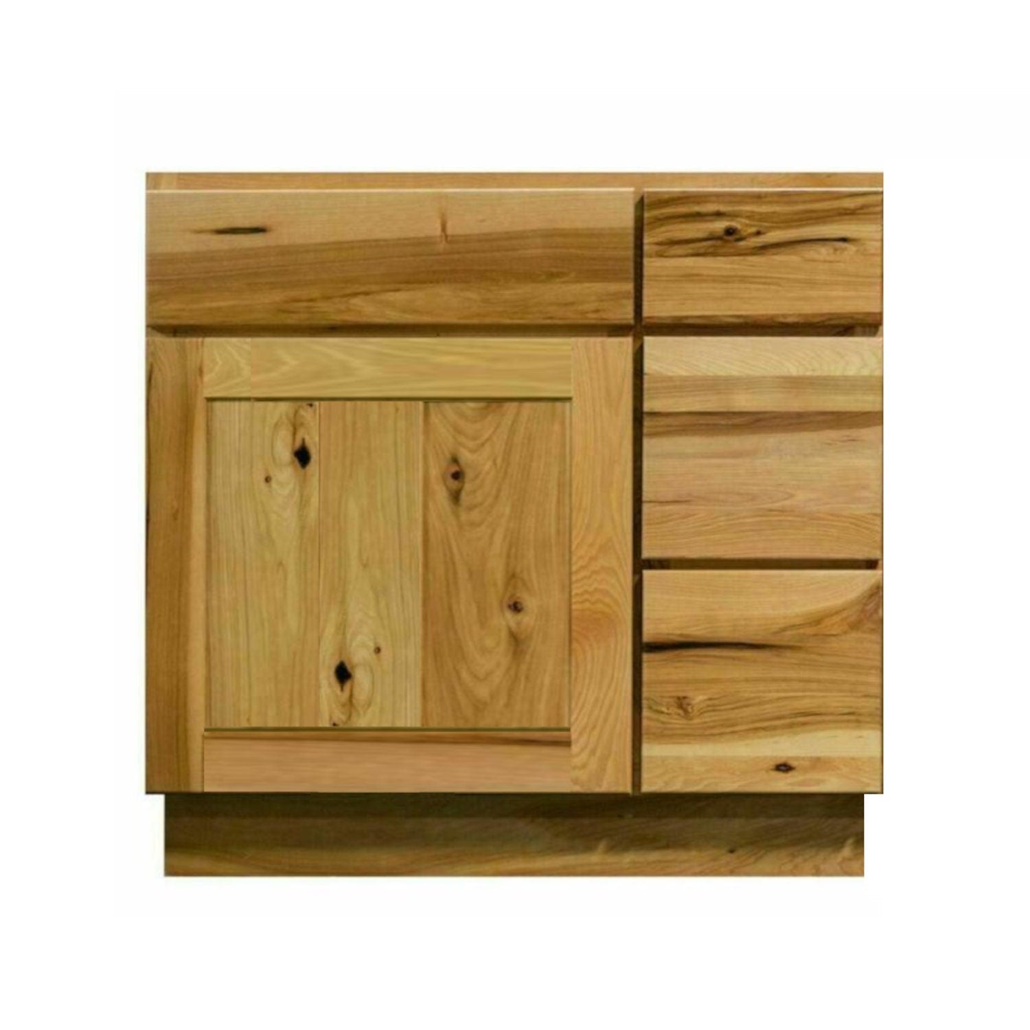 Mueble de baño con lavabo individual estilo shaker de nogal de 36 pulgadas y cajones a la derecha