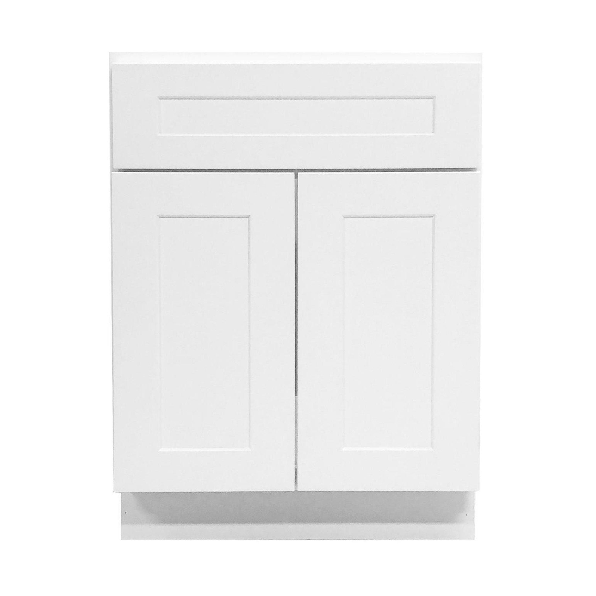 Mueble de baño con lavabo individual de 24 pulgadas, color blanco, con acabado Shaker
