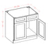 Mueble de baño con lavabo individual de 30 pulgadas, color blanco, con acabado Shaker