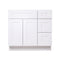 Mueble de baño blanco de 36 pulgadas con lavabo individual y cajones a la derecha
